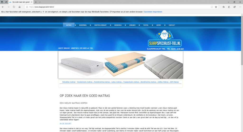 Een website voor een beddenspeciaalzaak in Tiel