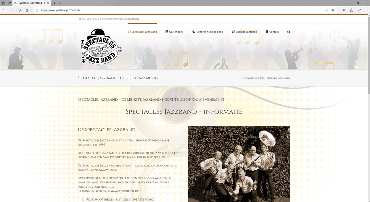 Een website voor een Jazzband